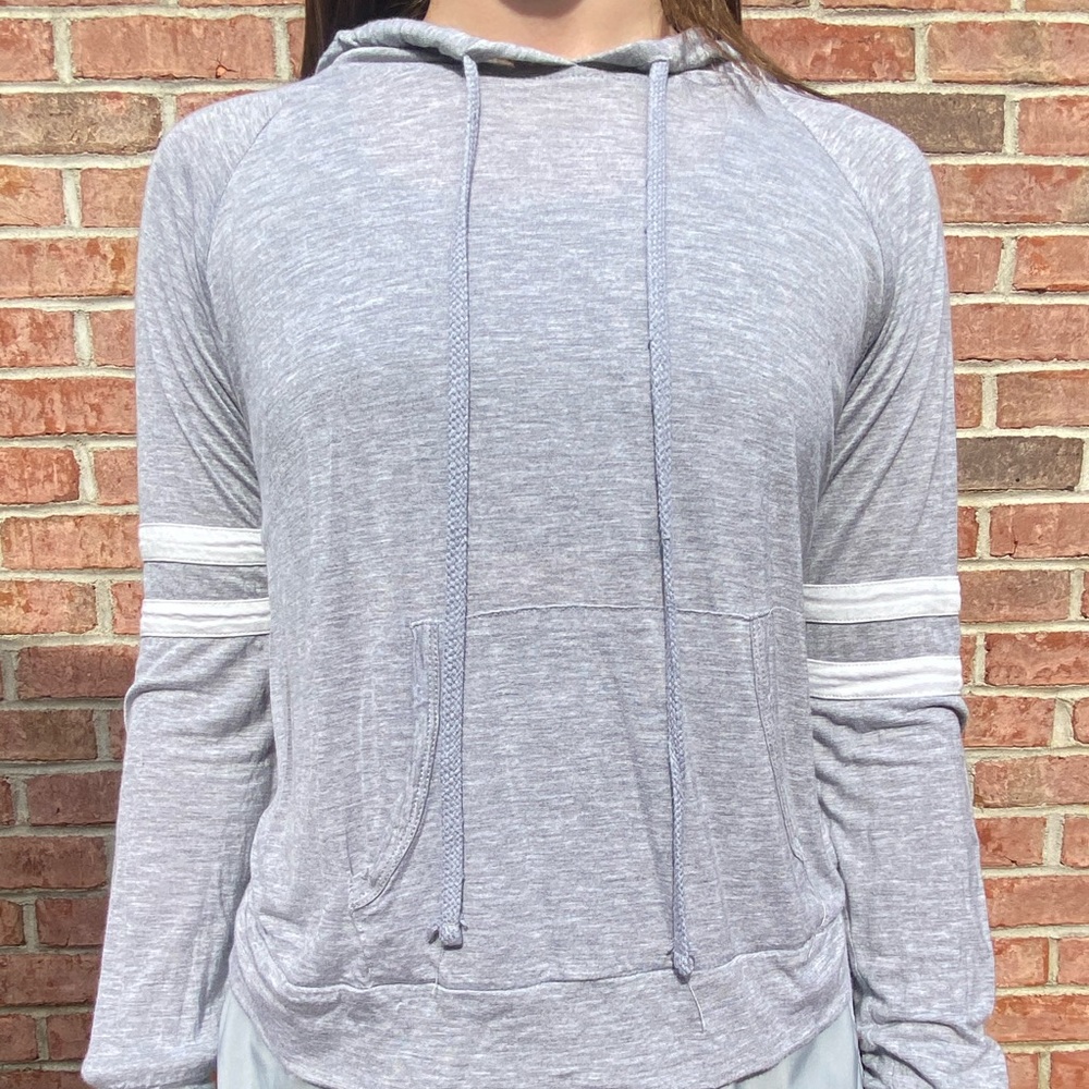 Ambiance Gray and White Lightweight Sweatshirt